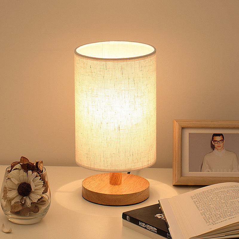 Simple and Modern Nordic Bedroom Bedside Lamp Wooden Dimmable LED Warm Light Creative Wooden Table Lamp