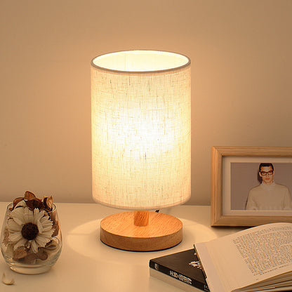 Simple and Modern Nordic Bedroom Bedside Lamp Wooden Dimmable LED Warm Light Creative Wooden Table Lamp