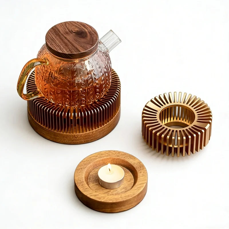 Aluminum Alloy Teapot Warmer Coffee Warmer for Desk Cup Heater Candle Heater Stove for Heating Coffee Tea Water Milk and Cocoa