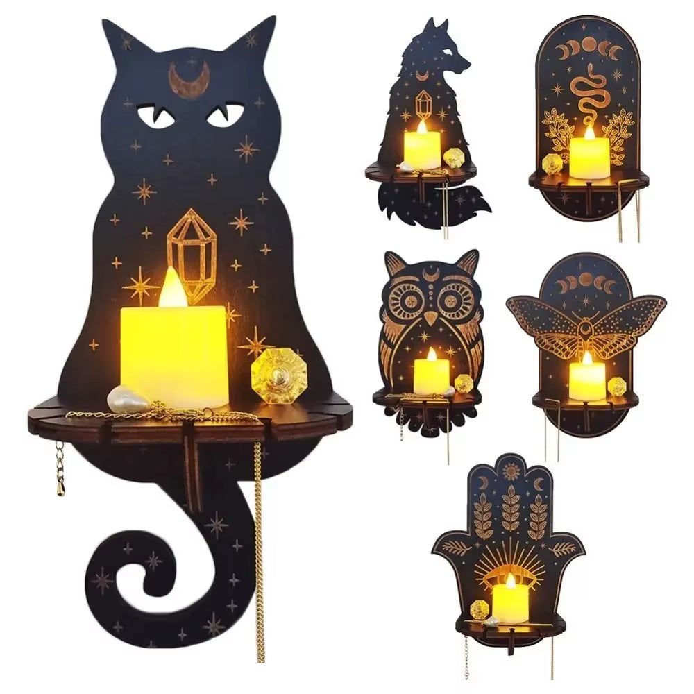 Wall Shelf Stone Wall Shelf Hand Wooden Display Stand Hanging Candle Holder Wall Decor Shelves Home Decoration Shelf Decor
