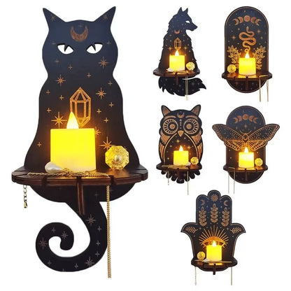 Wall Shelf Stone Wall Shelf Hand Wooden Display Stand Hanging Candle Holder Wall Decor Shelves Home Decoration Shelf Decor