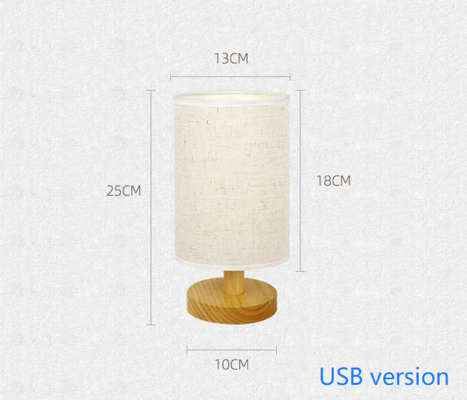 Simple and Modern Nordic Bedroom Bedside Lamp Wooden Dimmable LED Warm Light Creative Wooden Table Lamp