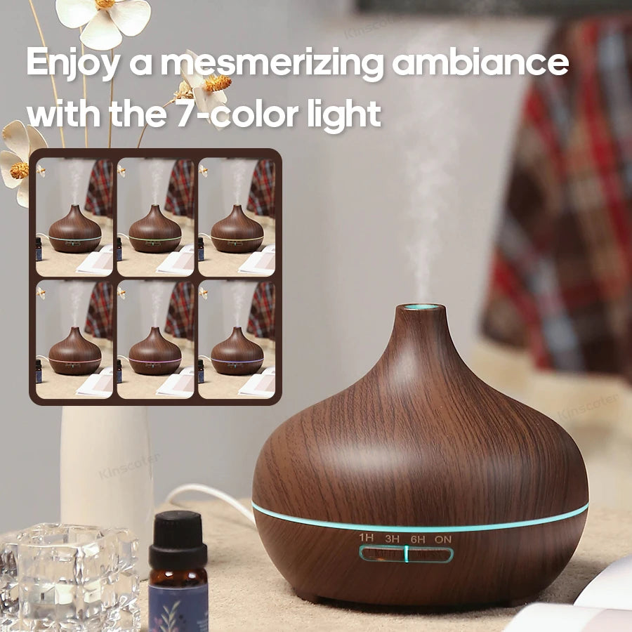 Wood Grain Aromatherapy Diffuser USB Humidifier Desktop Air Purifier Aroma Cool Mist Difusor/Essential Oil Set