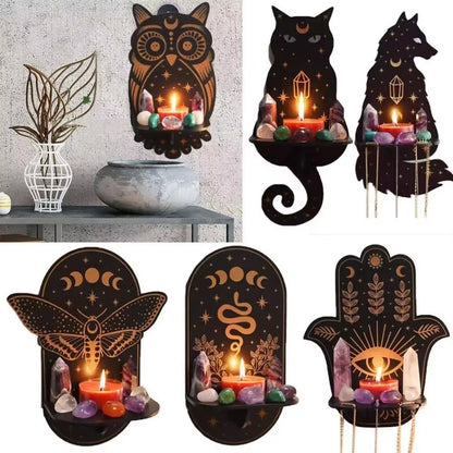 Wall Shelf Stone Wall Shelf Hand Wooden Display Stand Hanging Candle Holder Wall Decor Shelves Home Decoration Shelf Decor