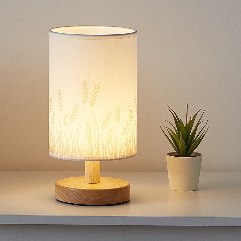Simple and Modern Nordic Bedroom Bedside Lamp Wooden Dimmable LED Warm Light Creative Wooden Table Lamp