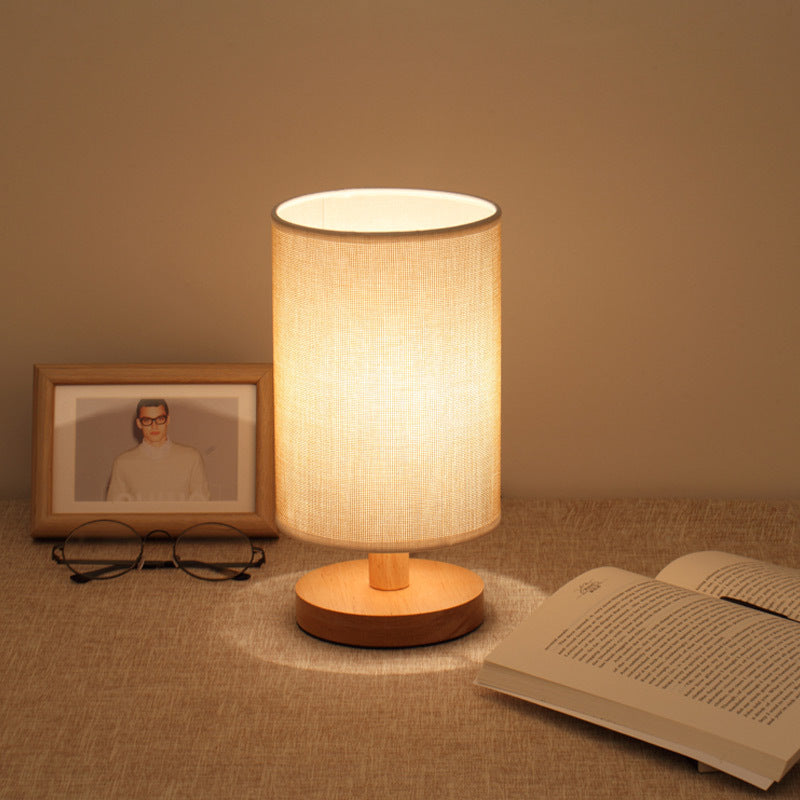Simple and Modern Nordic Bedroom Bedside Lamp Wooden Dimmable LED Warm Light Creative Wooden Table Lamp