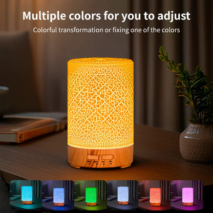 150ML Aroma Diffuser with Cracked Design 7 Colors Night Light Quiet Ultrasonic Humidifier Quiet Air Humidifier for Home Office
