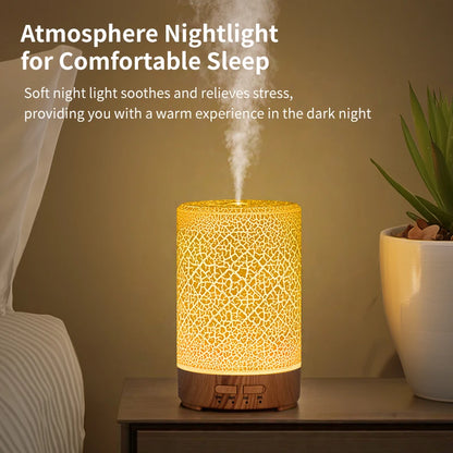 150ML Aroma Diffuser with Cracked Design 7 Colors Night Light Quiet Ultrasonic Humidifier Quiet Air Humidifier for Home Office