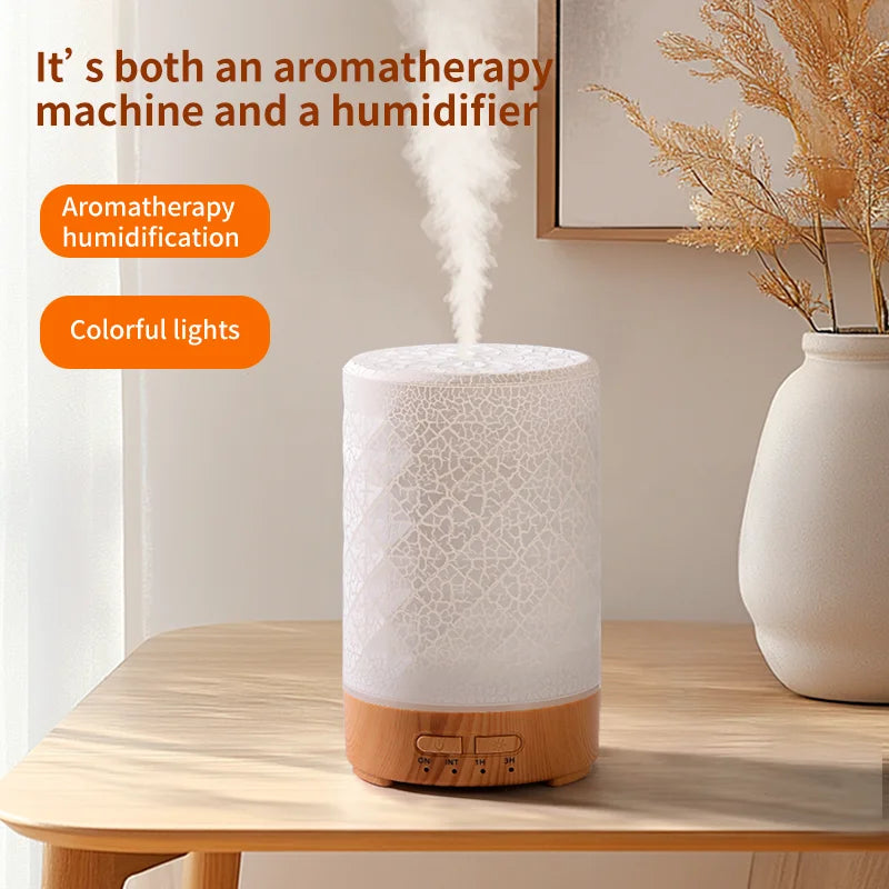 150ML Aroma Diffuser with Cracked Design 7 Colors Night Light Quiet Ultrasonic Humidifier Quiet Air Humidifier for Home Office