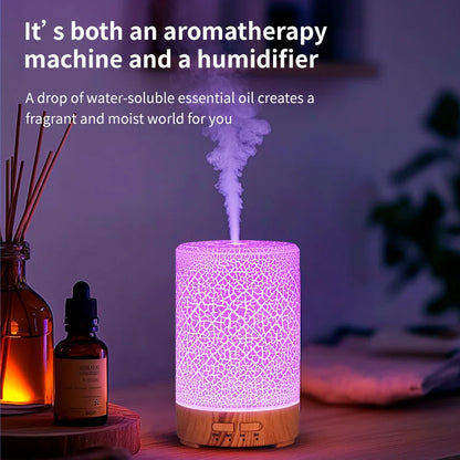 150ML Aroma Diffuser with Cracked Design 7 Colors Night Light Quiet Ultrasonic Humidifier Quiet Air Humidifier for Home Office