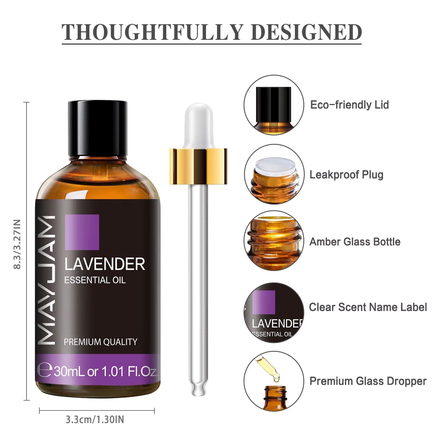 1PCS 30ML Aromatherapy Essential Oil Lavender Vanilla Jasmine Eucalyptus Peppermint Aroma Oil for Diffuser Candle Soap