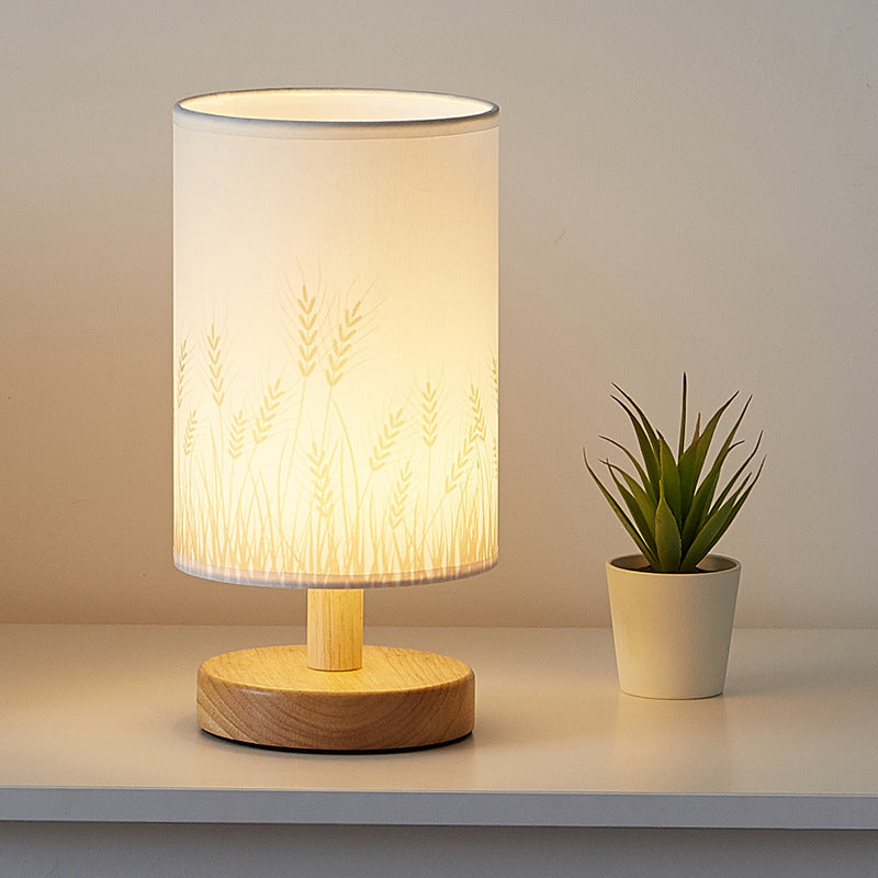 Simple and Modern Nordic Bedroom Bedside Lamp Wooden Dimmable LED Warm Light Creative Wooden Table Lamp