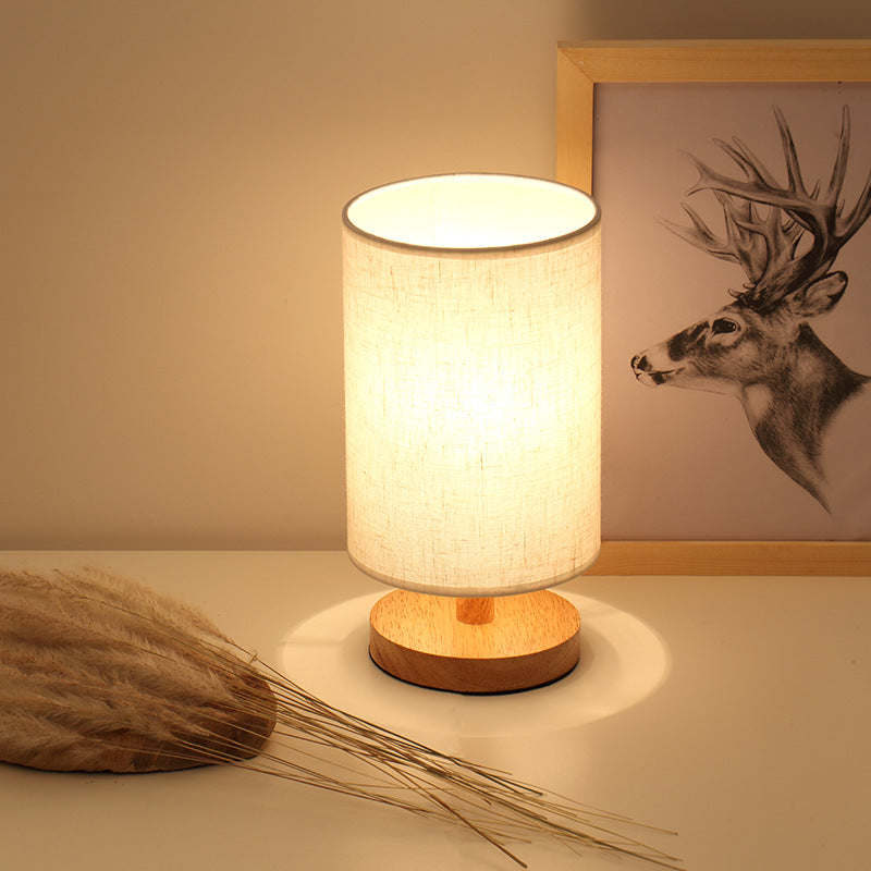 Simple and Modern Nordic Bedroom Bedside Lamp Wooden Dimmable LED Warm Light Creative Wooden Table Lamp