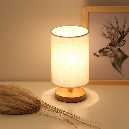 Simple and Modern Nordic Bedroom Bedside Lamp Wooden Dimmable LED Warm Light Creative Wooden Table Lamp